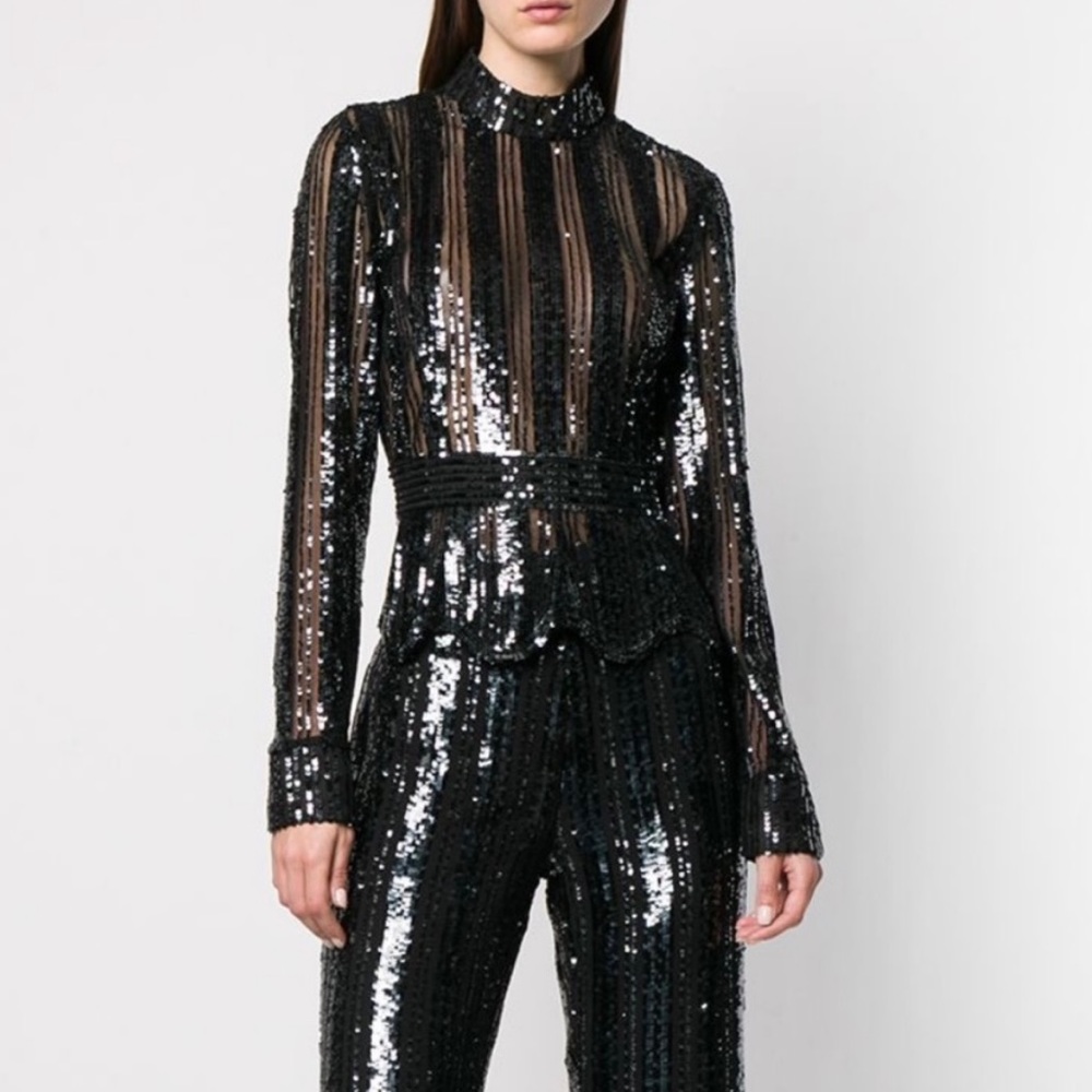 NWT Derek Lam 10 Crosby Sheer Sequin Top